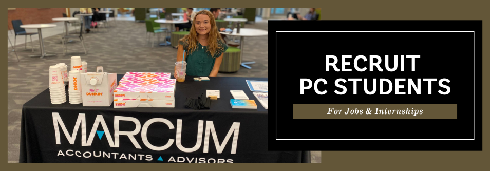 recruiter from Marcum LLP with Dunkin Donuts in the Ryan Atrium