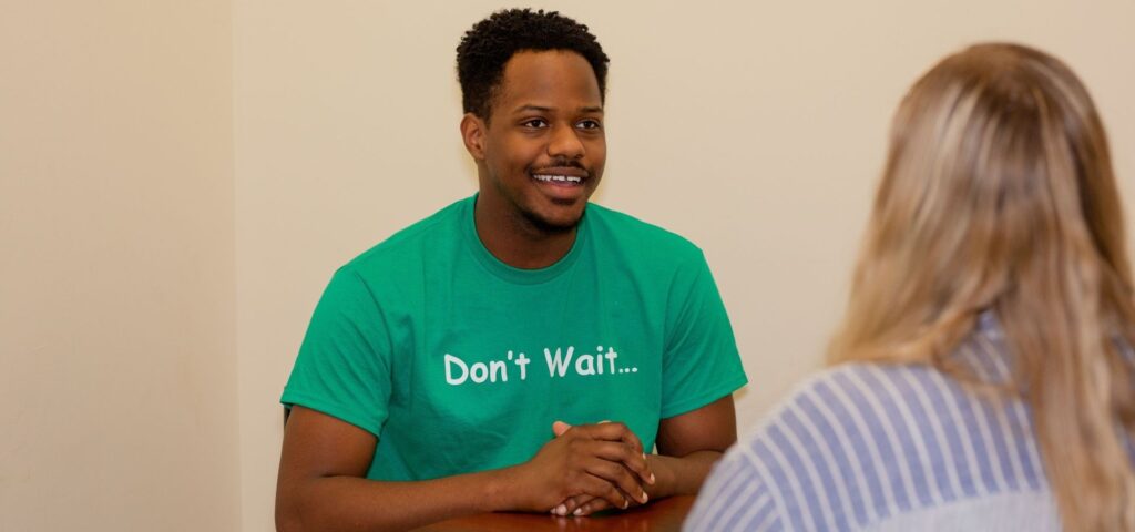 student in career coaching appointment