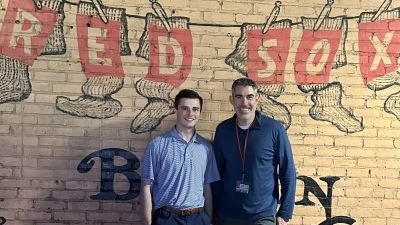 student shadowing alum at red sox as part of the job shadow program