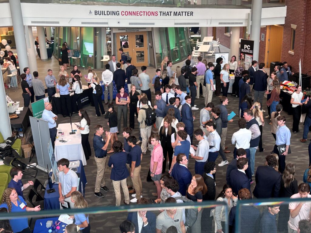 Students and employers at a career fair